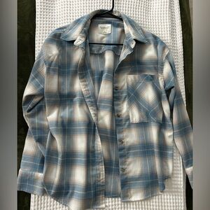 Abercrombie & Fitch Oversized Blue and Cream Plaid Shirt